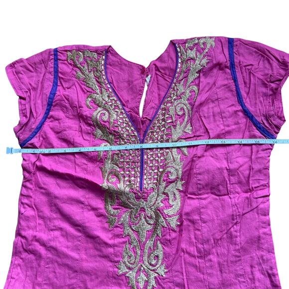 Anarkali salwar kameez Cotton Indian Pakistani Pink Green Dress Size M Wedding - Picture 3 of 13